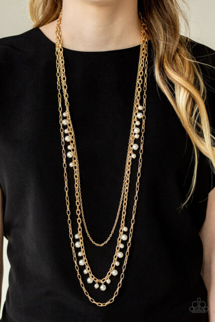 Paparazzi - Pearl Pageant - Gold Pearl Necklace - Klassy Jewelz Boutique