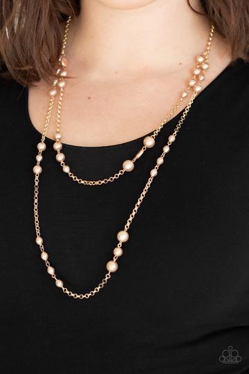 Paparazzi ~ Pearl Promenade ~ Gold Beaded Necklace Set