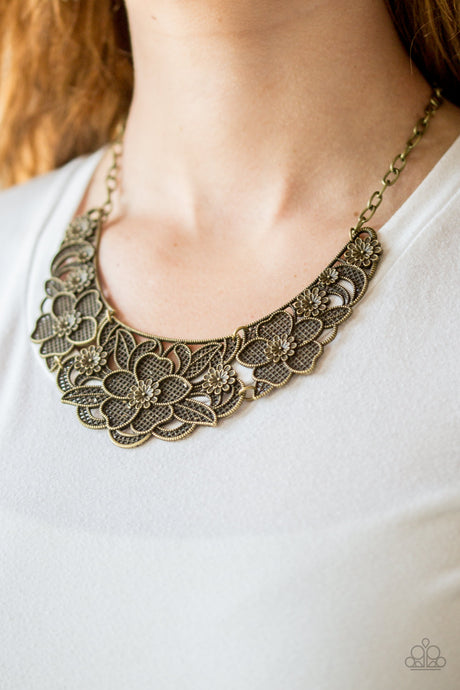 Paparazzi ~ Petunia Paradise ~ Brass Necklace Set