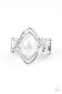 Paparazzi ~ Positively Posh ~ White Ring with Stretchy Band