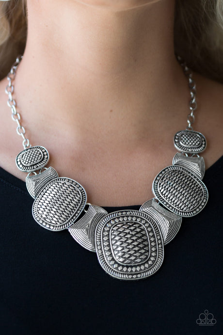 Paparazzi - Prehistoric Powerhouse - Silver Necklace Set