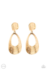 Paparazzi ~ Printed Perfection ~ Gold Clip-On Earrings