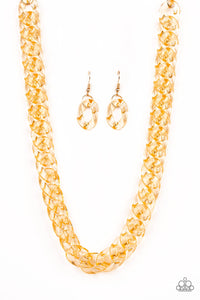 Paparazzi ~ Put It On Ice ~ Gold Acrylic Link Necklace Set
