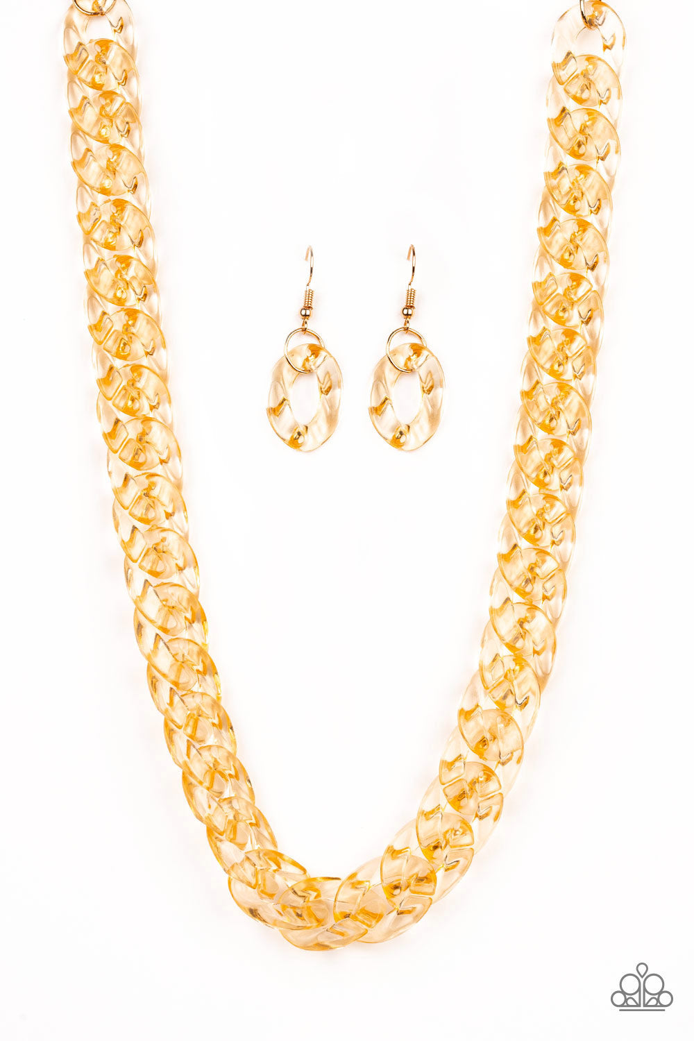 Paparazzi ~ Put It On Ice ~ Gold Acrylic Link Necklace Set