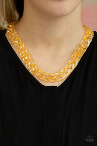 Paparazzi ~ Put It On Ice ~ Gold Acrylic Link Necklace Set