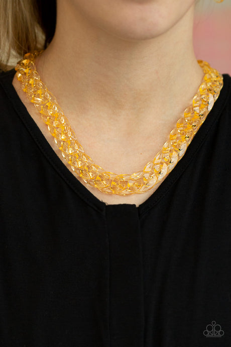 Paparazzi ~ Put It On Ice ~ Gold Acrylic Link Necklace Set