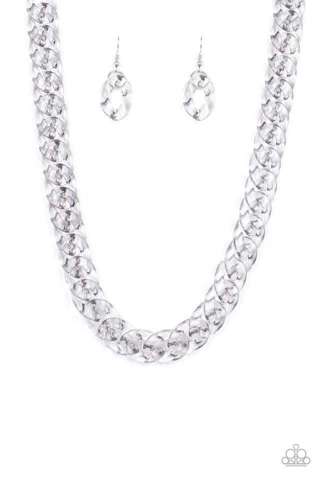 Paparazzi ~ Put It On Ice ~ Silver Acrylic Necklace Set