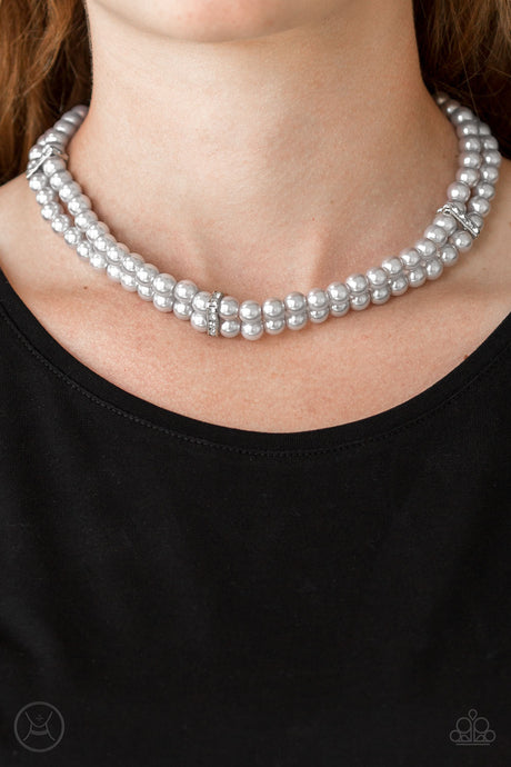 Paparazzi ~ Put On Your Party Dress ~ Silver  Pearl Choker Necklace Set