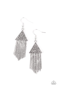 Paparazzi ~ Pyramid SHEEN ~ Silver Earrings