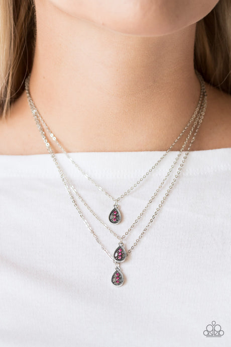 Paparazzi ~ Radiant Rainfall ~ Pink Necklace Set