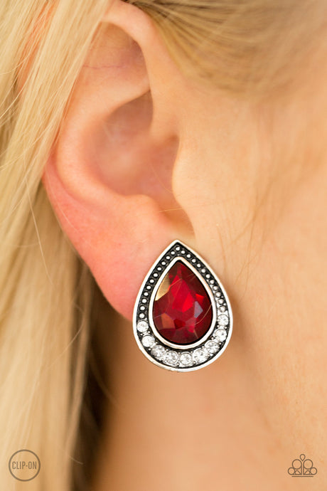 Paparazzi ~ Radiantly Ravishing ~ Red Clip-On Earrings