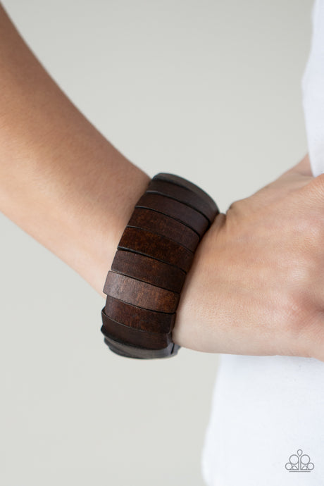 Paparazzi ~ Raise The BARBADOS ~ Brown Wooden Bracelet with Stretchy Bands