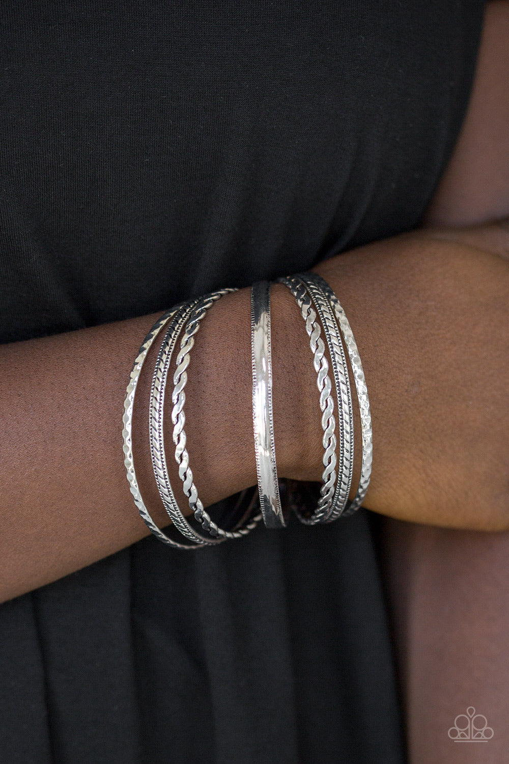 Paparazzi ~ Rattle and Roll ~ Silver Bangle Bracelets