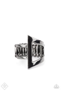 Paparazzi ~ Rebel Edge ~ Black Ring with Stretchy Band (Fashion Fix Exclusive)