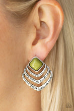 Load image into Gallery viewer, Paparazzi ~ Rebel Ripple ~ Green Post Earrings