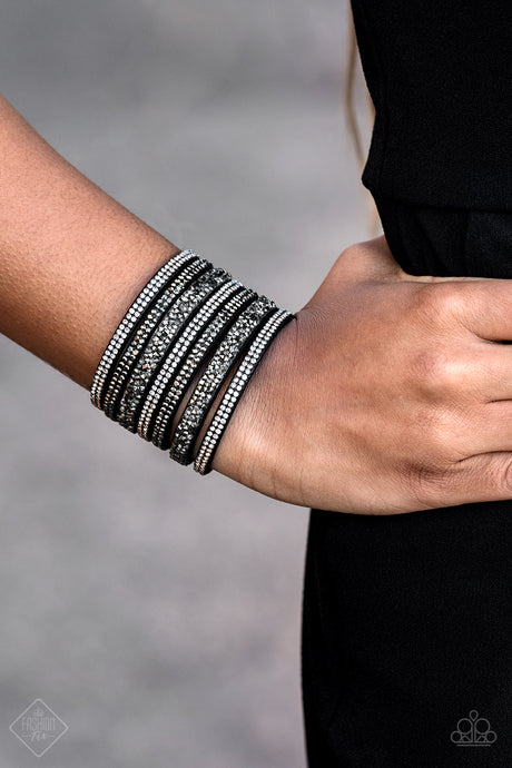 Paparazzi ~ Rebellious Shine ~ Black Urban Bracelet (Fashion Fix Exclusive)