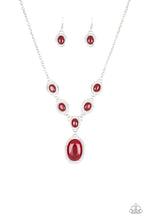 Load image into Gallery viewer, Paparazzi ~ Metro Medallion ~ Red Cat&#39;s Eye Stone Necklace Set