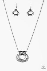 Paparazzi -  Retro Rebel - Silver Oval Pendant Necklace - Klassy Jewelz Boutique