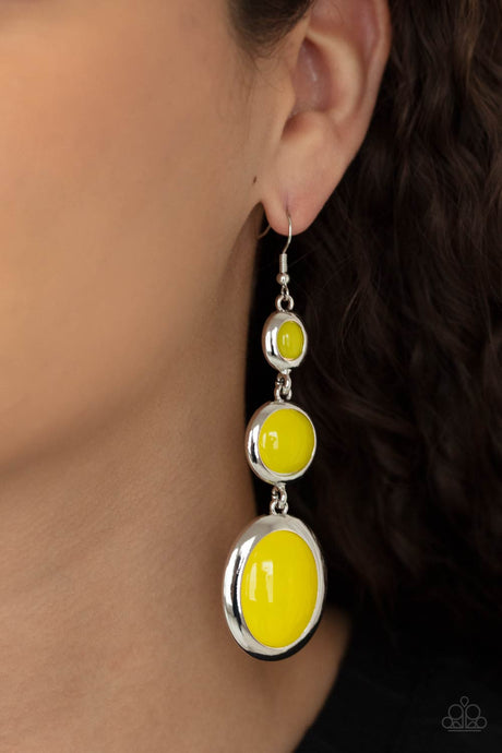 Paparazzi ~ Retro Reality ~ Yellow  Earrings