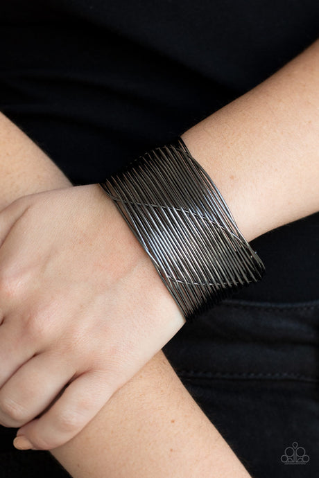 Paparazzi ~ Retro Revamp ~ Black/Gunmetal Cuff Bracelet