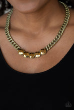 Load image into Gallery viewer, Paparazzi ~ Rhinestone Renegade ~ Brass Necklace Set