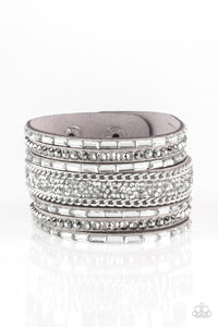 Paparazzi ~ Rhinestone Rumble ~ Silver  Rhinestone Urban Bracelet