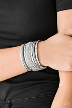 Load image into Gallery viewer, Paparazzi ~ Rhinestone Rumble ~ Silver  Rhinestone Urban Bracelet