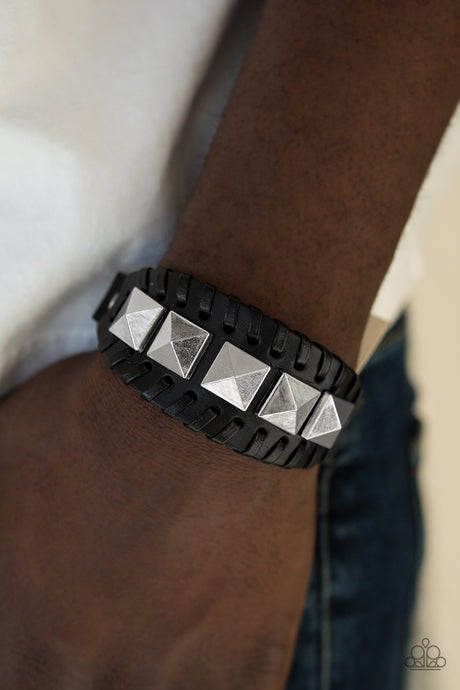 Paparazzi ~ Riders Rally ~ Men's Black Urban Bracelet