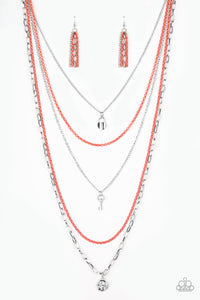 Paparazzi - Right On Key - Orange Necklace Set