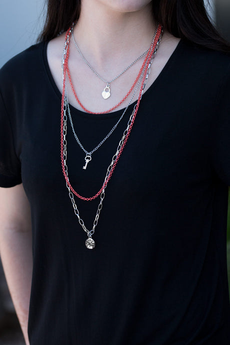 Paparazzi - Right On Key - Orange Necklace Set