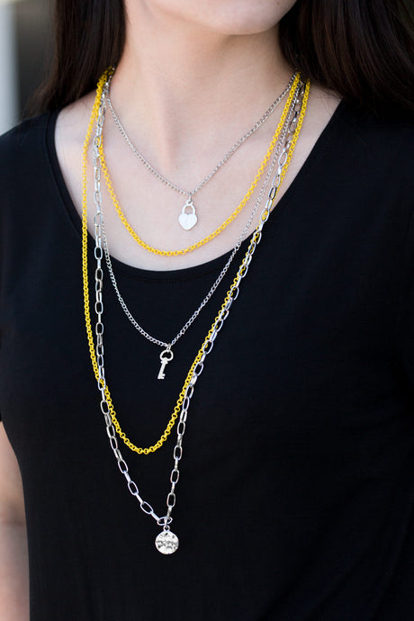 Paparazzi ~ Right On Key ~ Yellow Necklace Set