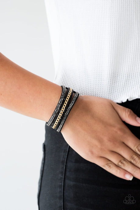 Paparazzi ~ Rollin In Rhinestones ~ Black Urban Bracelet