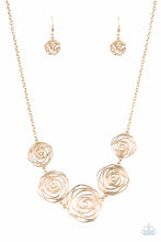 Load image into Gallery viewer, Paparazzi ~ Rosy Rosette ~ Gold Necklace and Bracelet Set