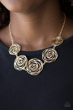 Load image into Gallery viewer, Paparazzi ~ Rosy Rosette ~ Gold Necklace and Bracelet Set