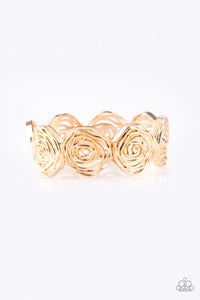 Paparazzi ~ Rosy Rosette ~ Gold Necklace and Bracelet Set