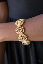Load image into Gallery viewer, Paparazzi ~ Rosy Rosette ~ Gold Necklace and Bracelet Set