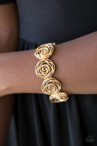 Paparazzi ~ Rosy Rosette ~ Gold Necklace and Bracelet Set