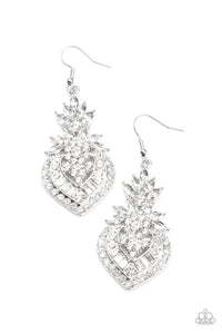 Paparazzi ~ Royal Hustle ~ White Earrings (Life of the Party Exclusive)