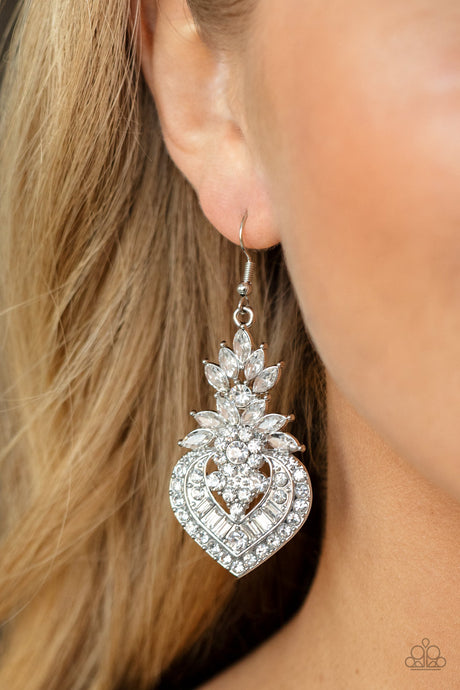 Paparazzi ~ Royal Hustle ~ White Earrings (Life of the Party Exclusive)