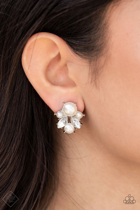 Paparazzi ~ Royal Reverie ~ White Post Earrings (Fashion Fix Exclusive)