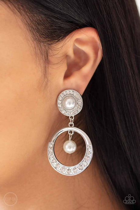 Paparazzi - Royal Revival - White Clip-On Earrings -$5.00