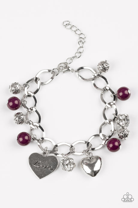 Paparazzi ~ Royal Sweethearts ~ Purple Heart Charm Bracelet