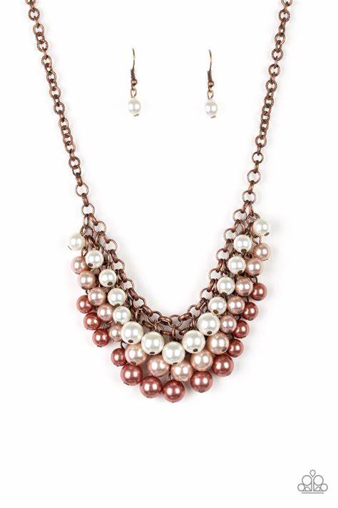 Paparazzi - Run For The Heels - Copper Pearl Necklace - Klassy Jewelz Boutique