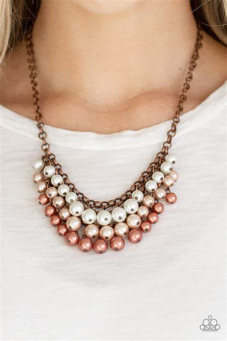 Paparazzi - Run For The Heels - Copper Pearl Necklace - Klassy Jewelz Boutique