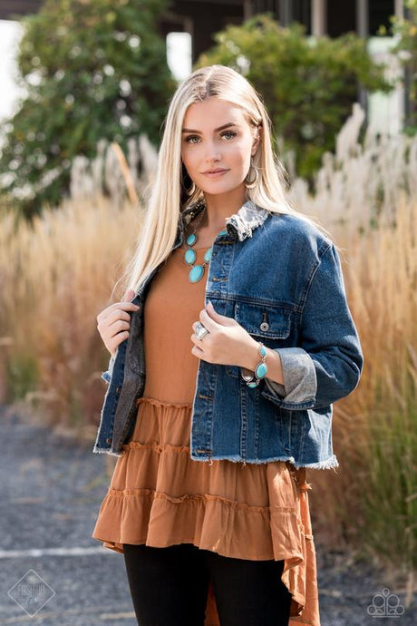 Paparazzi ~ Simply Santa Fe ~ Fashion Fix Complete Trend Blend ~ Blue Turquoise Blue  & Silver Necklace Set