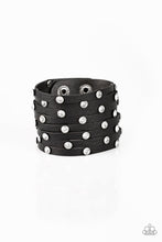 Load image into Gallery viewer, Paparazzi ~ Sass Squad ~ Black Leather Silver Studded Urban Bracelet
