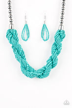 Load image into Gallery viewer, Paparazzi ~ Savannah Surfin ~ Blue Turquoise Seed Bead Necklace Set