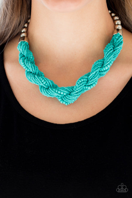Paparazzi ~ Savannah Surfin ~ Blue Turquoise Seed Bead Necklace Set