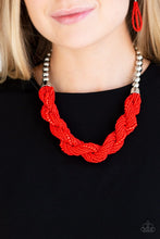 Load image into Gallery viewer, Paparazzi ~ Savannah Surfin ~ Red Seed Bead Necklace Set