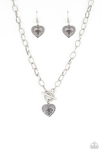 Paparazzi ~ Say No AMOUR ~ Silver Necklace Set